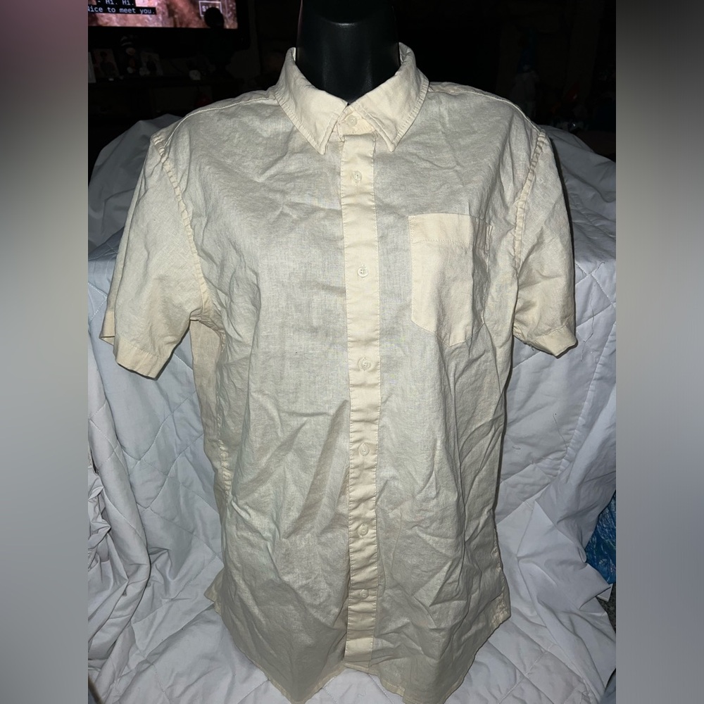 Joe's Jeans Linen Blend Short Sleeve Button Down Shirt
